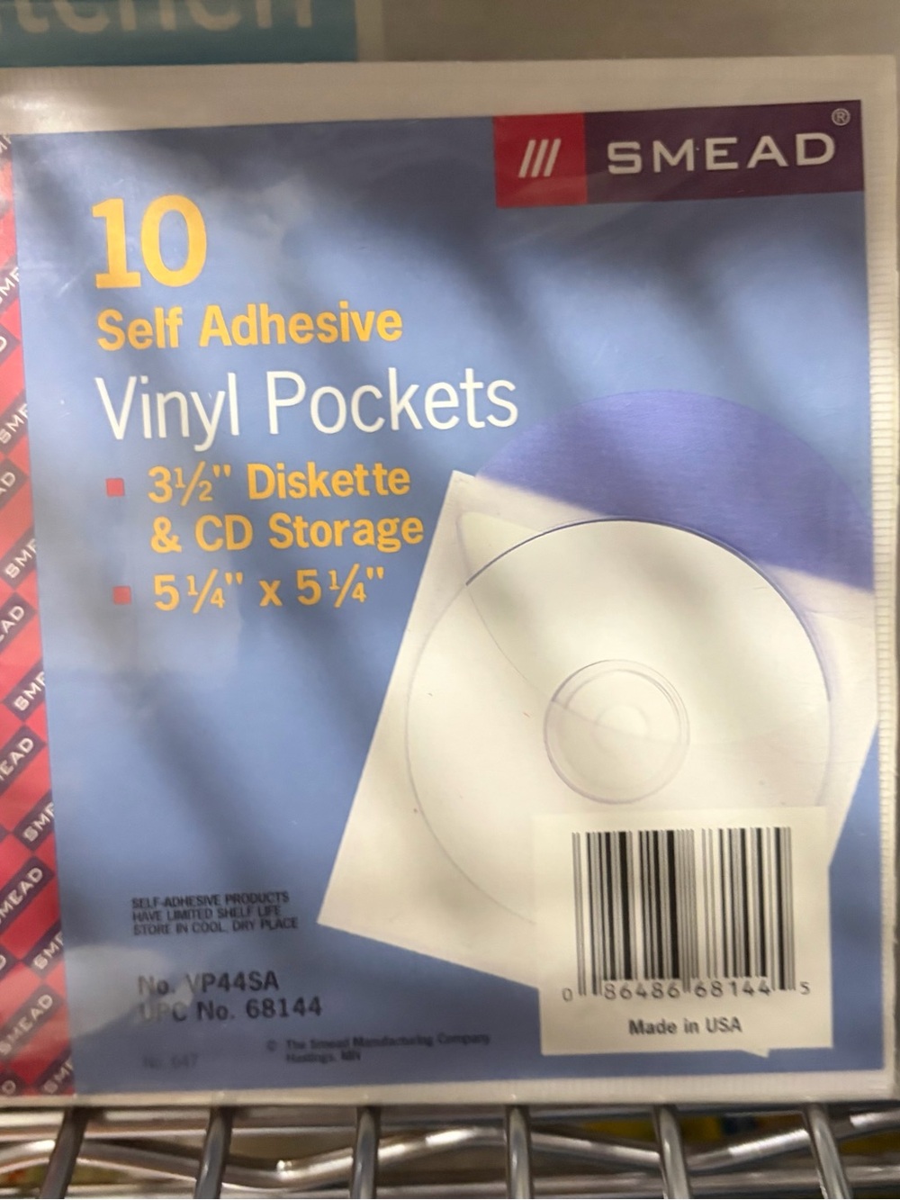 New Smead White Vinyl CD/DVD Self-Adhesive Pockets - 10 Pack